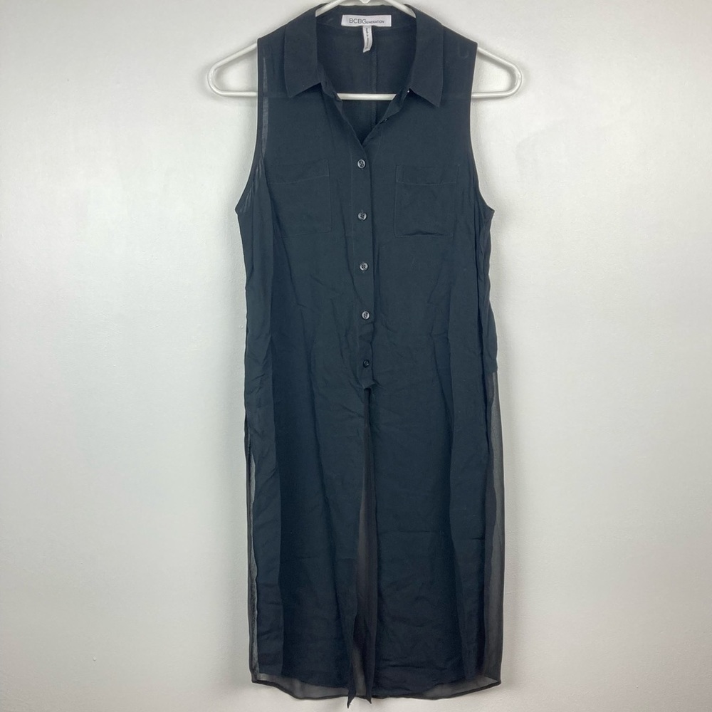 Bcbgeneration Longline Sheer Button Up Top Cover-… - image 3